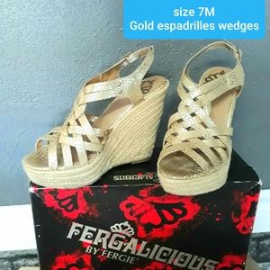 GUC Fergalicious Gold Wedges Espadrilles